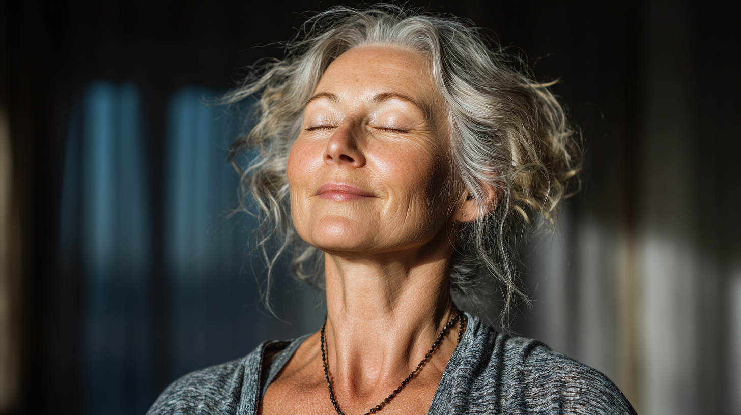 Senior practicând yoga în natură